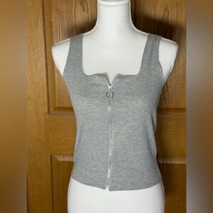 BKE Heather Gray Zip-Front Tank Top